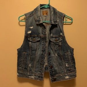 Dark wash denim vest